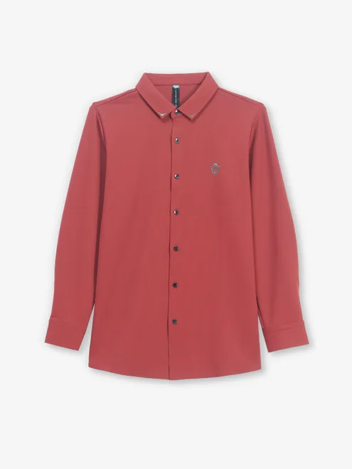 COOKYSS maroon plain cotton shirt