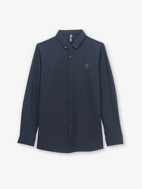 COOKYSS plain navy cotton shirt