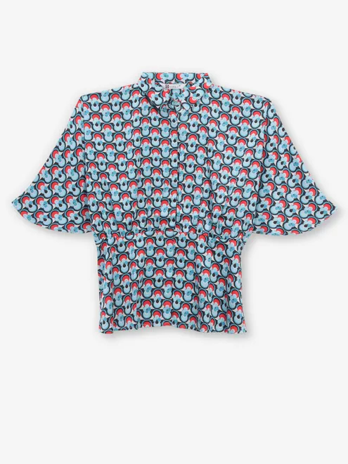 COOL blue printed linen crop top