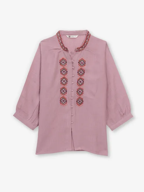COOL onion pink cotton silk top