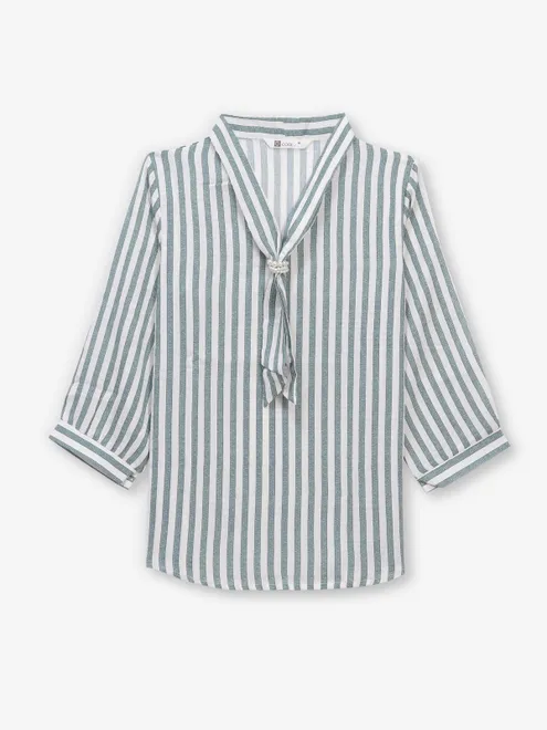 COOL pista green silk stripe top