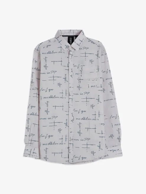Copperstone beige printed cotton shirt