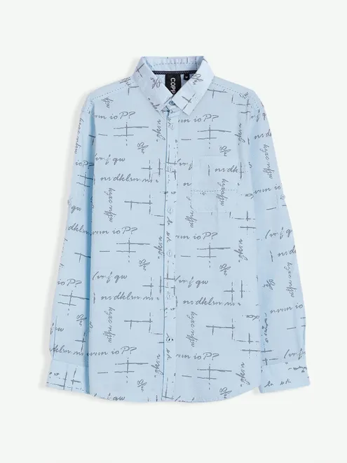 Copperstone light blue printed full sleeve shirt