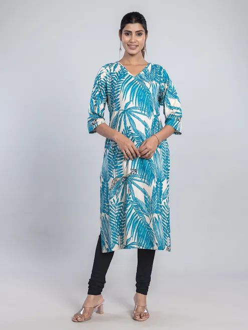 Cream cotton silk kurti for casual wear