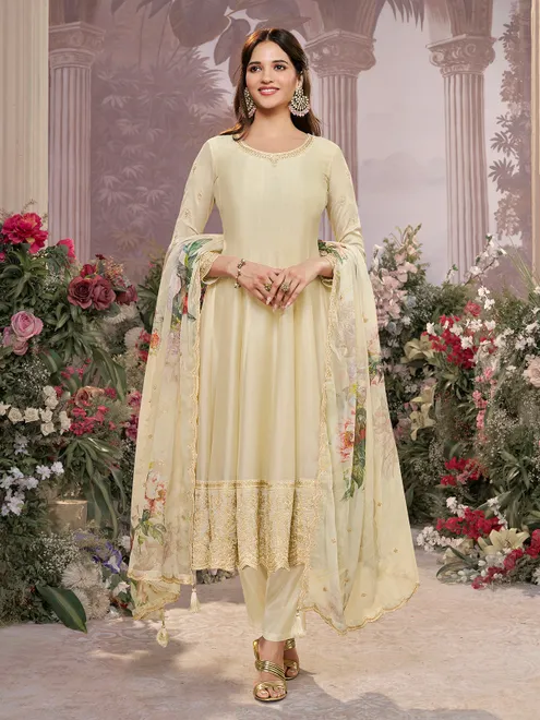 Cream ivory chinon wedding anarkali grace