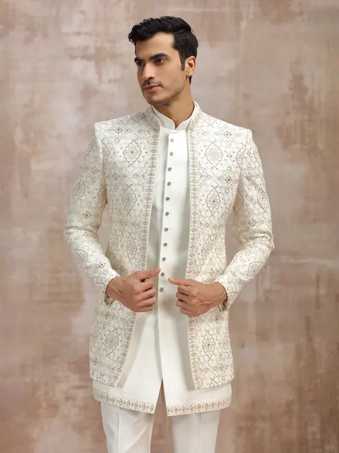 Cream silk indowestrn for reception