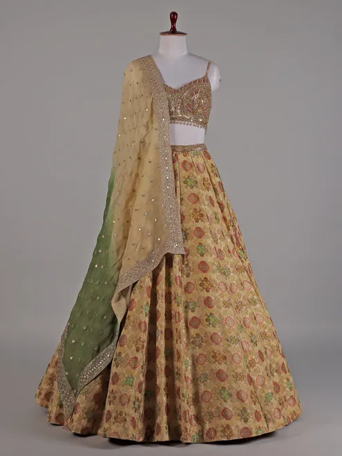 Cream silk lehenga choli for any special ocassion