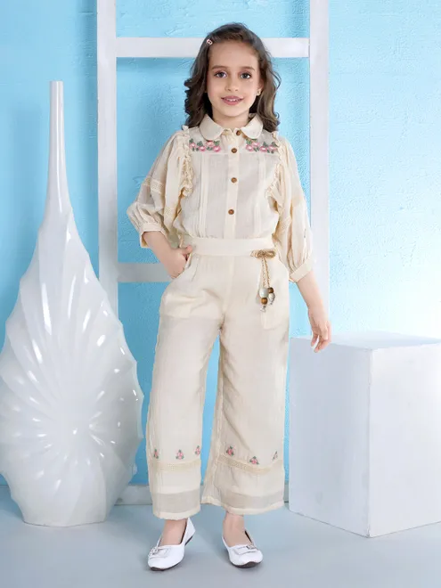 Cream tissue silk co ord set for festivals