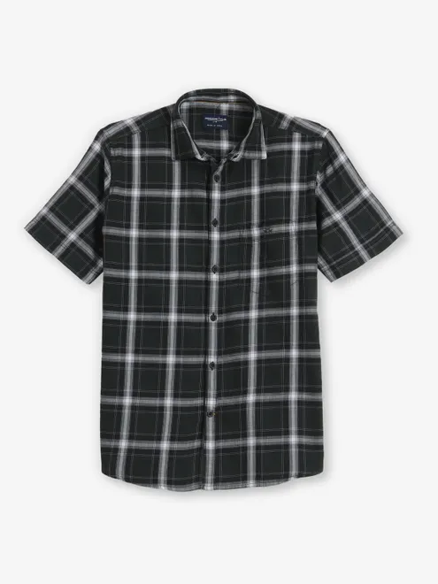 CRIMSOUNE CLUB black checks casual shirt