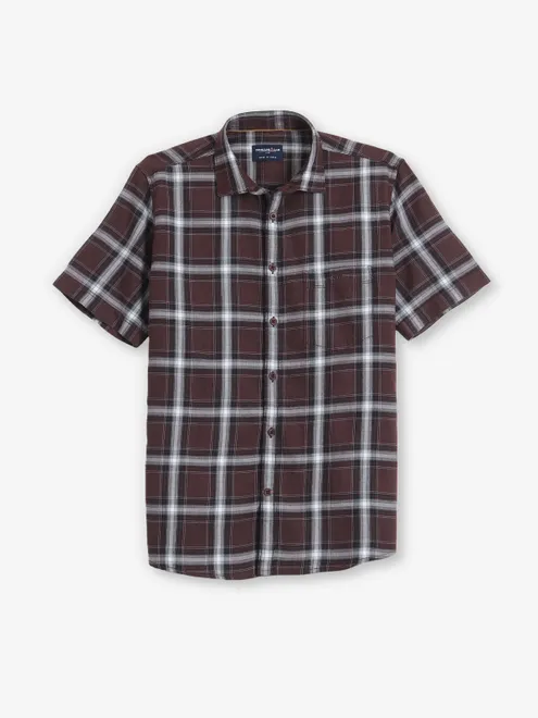 CRIMSOUNE CLUB brown checks shirt