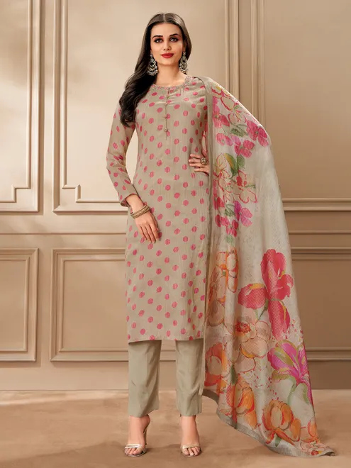 Dark Beige festive wear organza salwar suit