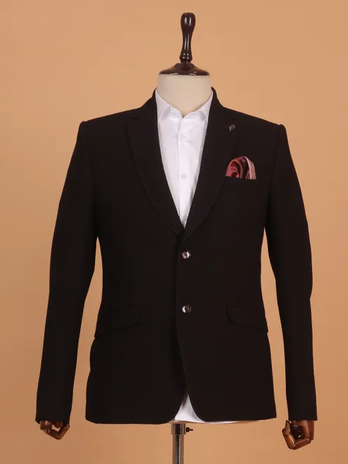 Dark brown cotton blazer for men