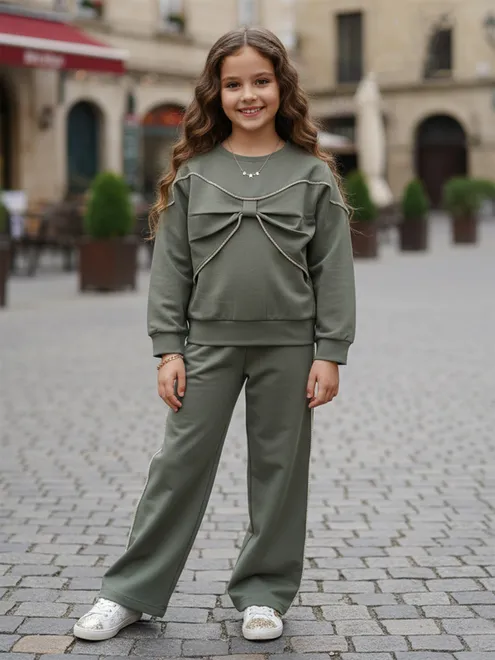 Dark grey lycra co ord set for girls