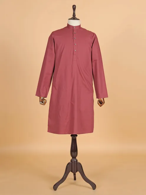 Dark peach plain cotton kurta suit