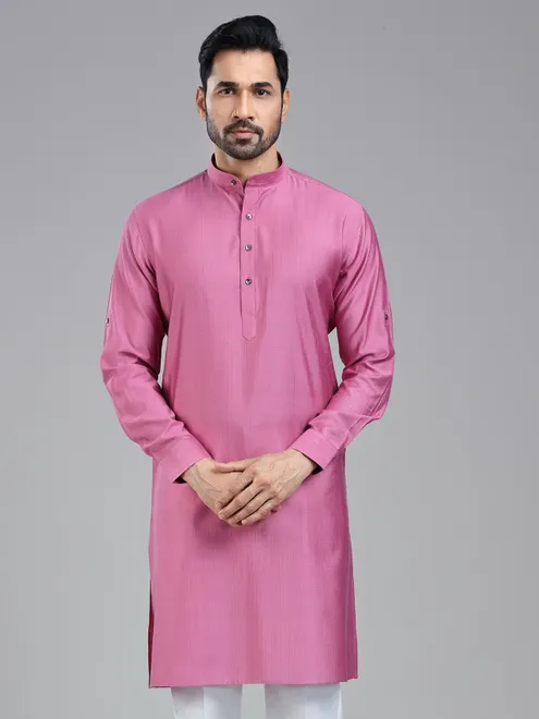 Dark pink plain kurta for festivals