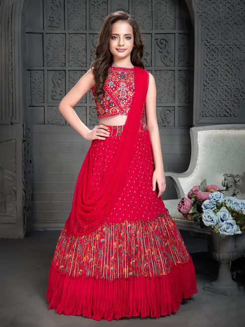 Dashing georgette lehenga choli in magenta