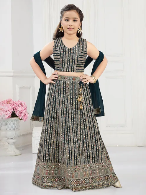 Dazzling black georgette lahenga choli