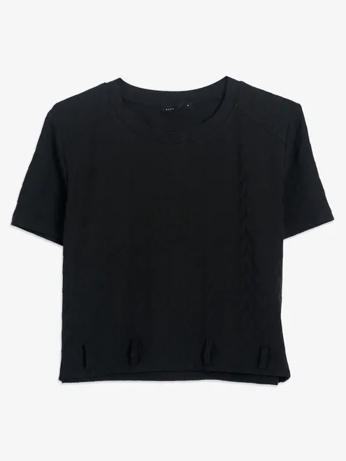 Deal black cotton half sleeves t-shirt