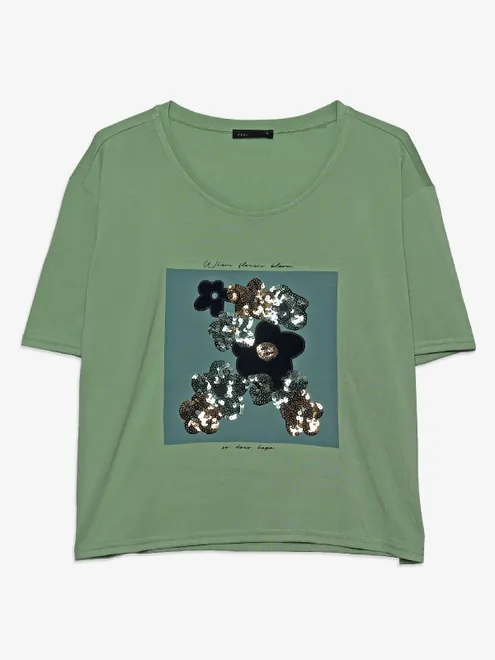 Deal green printed half sleeve t-shirt