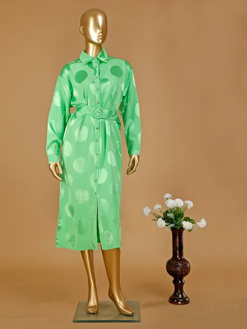 Deal green satin shirt dress