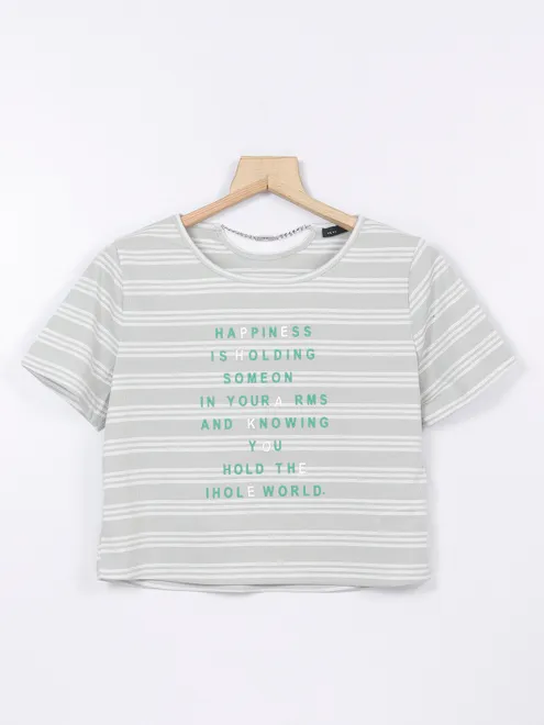 Deal grey stripe cotton crop top