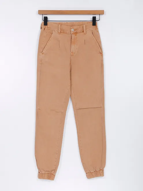 Deal khaki solid denim joggers