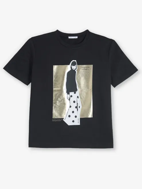 DEAL printed cotton t-shirt in black