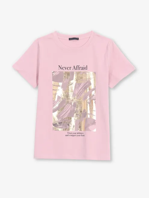 DEAL printed pink cotton round neck t-shirt