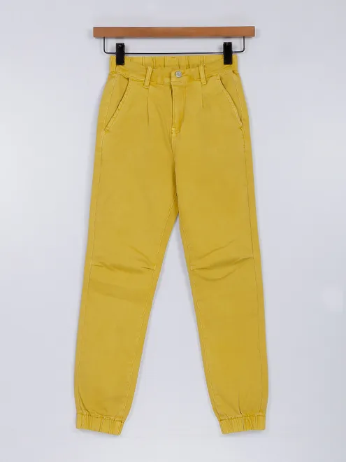 Deal yellow denim joggers