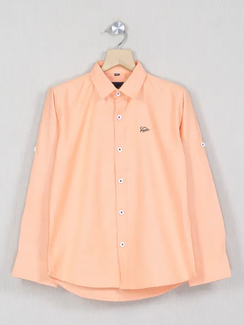 DNJS peach hued casual wear shirt in cotton