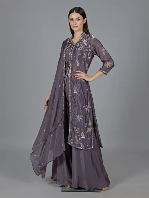 Dusty purple chiffon georgette salwar suit