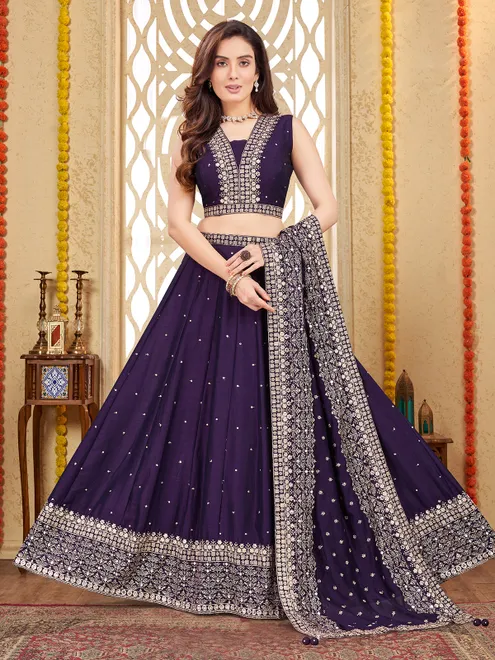 Elegance silk purple lehenga choli