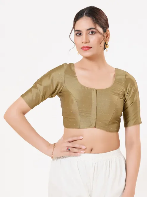Elegant beige tafeta silk zari work blouse