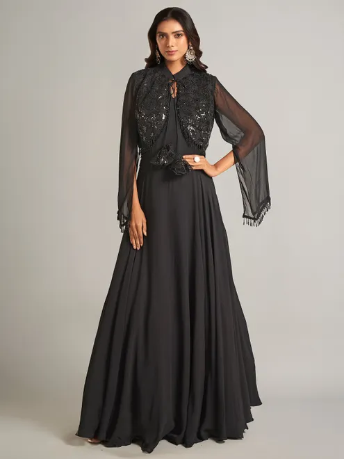 Elegant black georgette salwar suit for festive