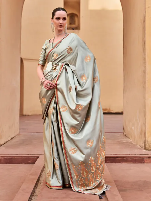 Elegant grey satin silk party drape