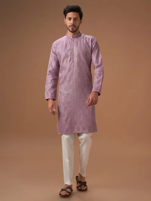 Elegant mauve pink silk  Men Kurta pajama