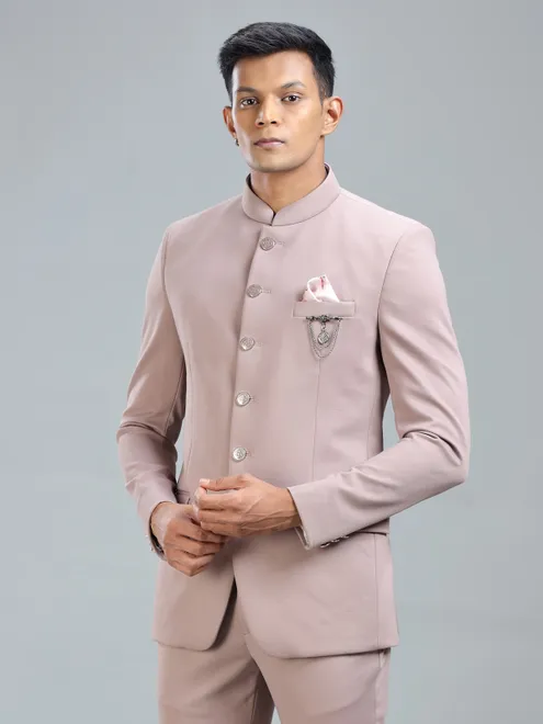 Elegant peach jodhpuri blazer in premium terry rayon for special occasions