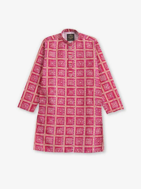 Elegant purple cotton printed kurta pajama