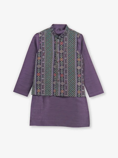 Elegant purple silk waistcoat set