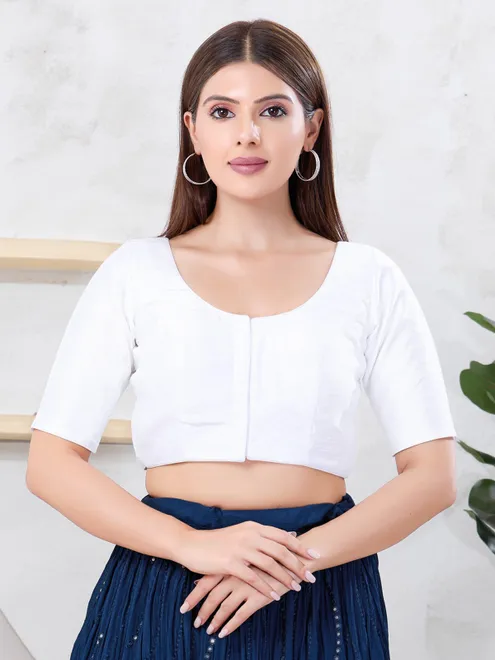 Elegant white dupion silk front open blouse