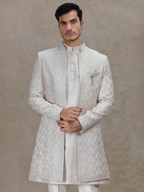 Exquisite light gold indo western for weddings and receptions