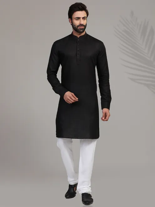 Festive wear black hue stand collar  Men Kurta pajama