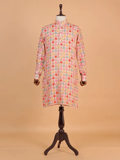Festive wear multicolor cotton kurta for men