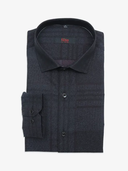 Fete navy cotton checks shirt