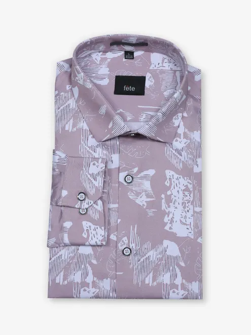 FETE printed onion pink mens party wear shirt