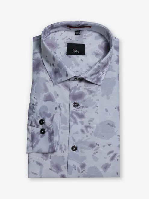 FETE printed purple cotton shirt for men