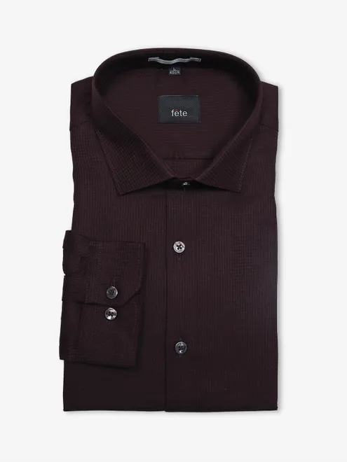 FETE wine cotton plain formal shirt