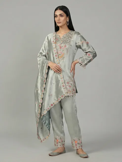 Firozi green silk salwar suit for women