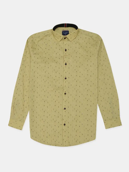 Flirt printed style yellow hue cotton shirt