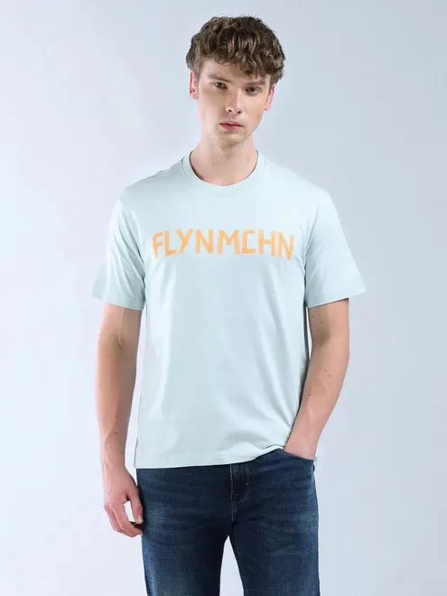 FLYING MACHINE aqua printed slim fit mens t-shirt